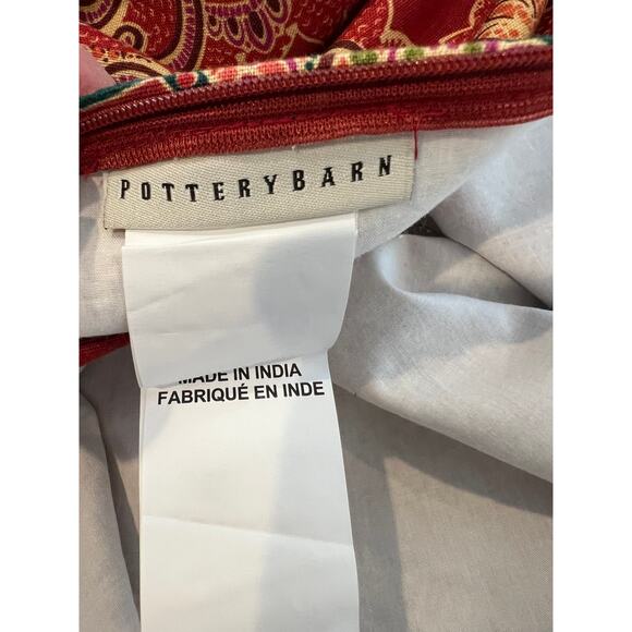 Pottery Barn Ainsley Brick Red Paisley Print Square Throw Pillow Cover - Picture 5 of 6